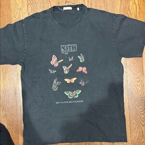Kith Men’s Black Tee with Colorful Butterfly Design